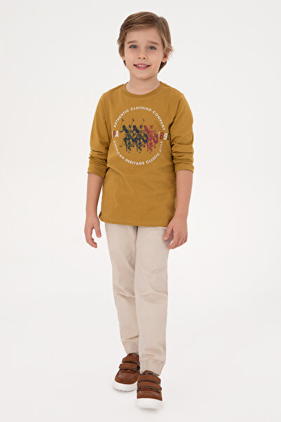 U.S. Polo Assn. Erkek Çocuk Hardal Bisiklet Yaka Süprem Sweatshirt 50316595-V...