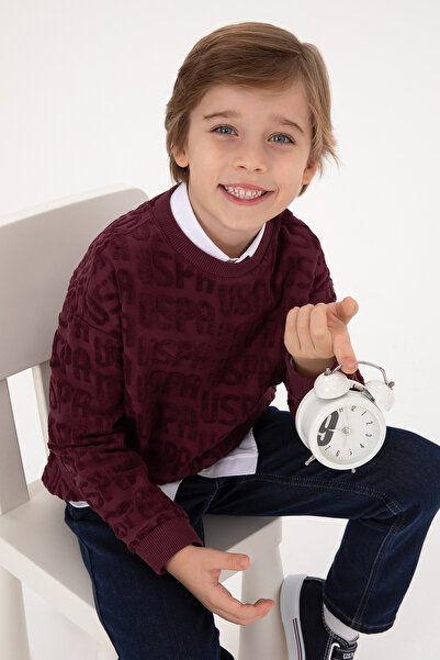 U.S. Polo Assn. Erkek Çocuk Bordo Bisiklet Yaka Sweatshirt 50308515-VR177
