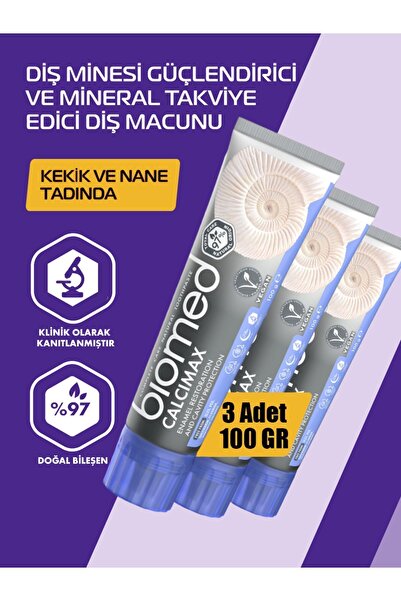 Biomed Calcimax Diş Macunu 3'lü set – Florürsüz, Mine Güçlendirici, Hassas Di...
