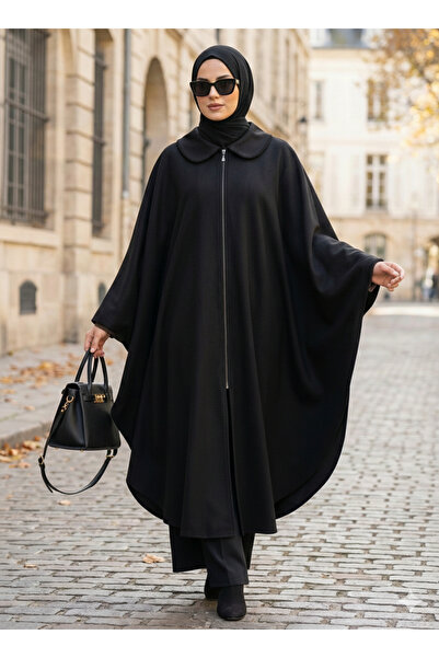GigiTex Black Long Poncho Fleece Length 120 cm Standard Size (36--60)