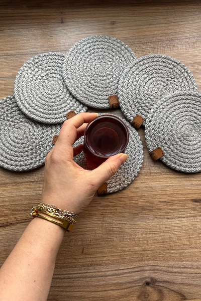 MS Glassware Gray Tress 6-Piece Coasters, Tea Coffee Cup Mug Candle Coasters ...