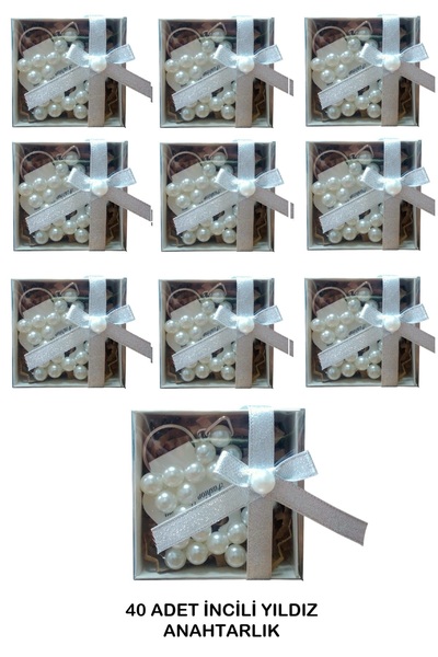 Nadom 40 Adet Kutulu Nikah Düğün Kına Hediyelik Büyük Boy İncili Yıldız Model...