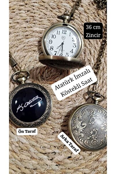 Brality Luxury Chain Watch (Ataturk Signature) (Antique Color) (36 cm Chain)