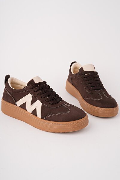 RoseVeno Γυναικεία αθλητικά παπούτσια με κορδόνια με επίπεδη σόλα Bitter Brown