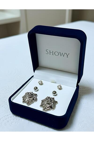 Bontexs أقراط فارس فضية اللون