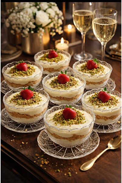 DİBA AVM طبق حلويات زجاجي كريستالي مزخرف يدويًا مكون من 12 قطعة لـ 6 أشخاص، و...