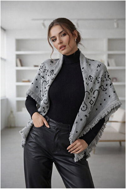 Luminos Butik Viral Square Light/Grey Shoulder Shawl Sal1302