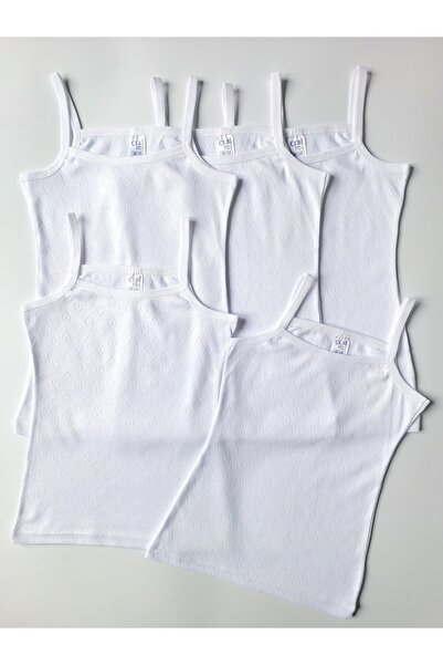 ÇebiKids قميص داخلي بحزام من الجاكار الأبيض بنسبة 100% للفتيات الصغيرات / فان...