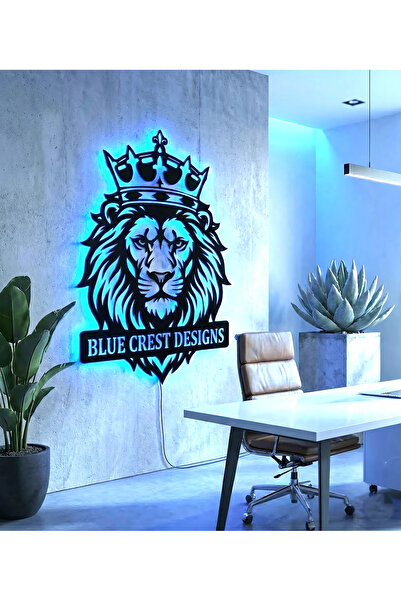 novacraft Kral Aslan Temalı Kişiye Özel RGB LED Işıklı Metal Duvar Tablosu Uz...