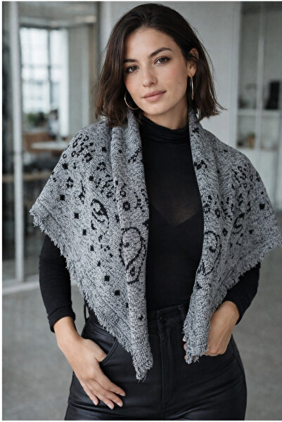 Luminos Butik Viral Square Grey/Black Shoulder Shawl Sal1302