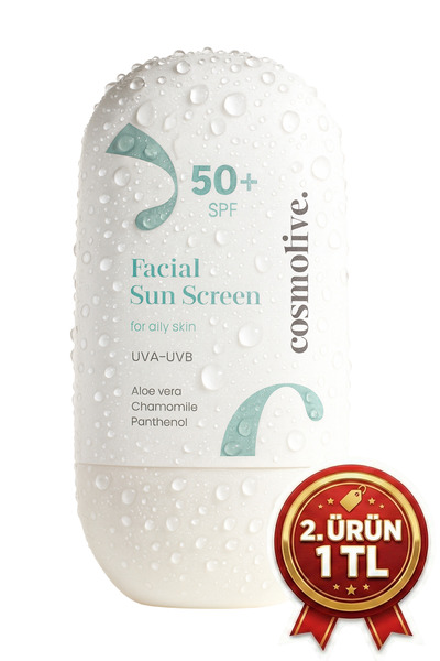 Cosmolive Güneş Kremi %100 Doğal Su Bazlı Yüz Spf 50 Yağlı Ciltler İçin