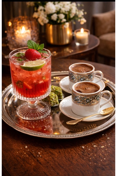 DİBA AVM 6-Piece Striped Footed Water Drinking Cocktail Presentation Cup so T...