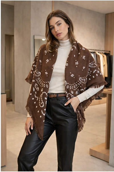 Luminos Butik Viral Square Brown/Cream Shoulder Shawl Sal1302