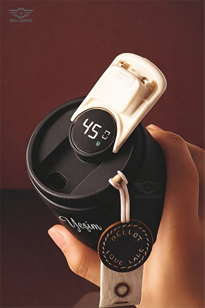 MELL & SWIPE Kişiye Özel İsim Baskılı Dereceli Termos Led Gösterge Sızdırmaz ...