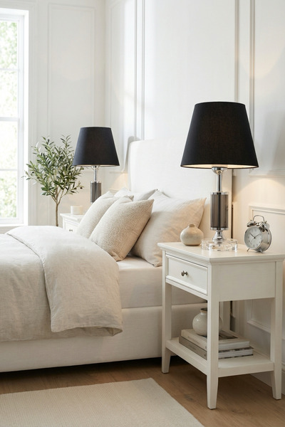 AbajurAksesuar Friday Çift Gümüş Siyah Şapkalı Abajur