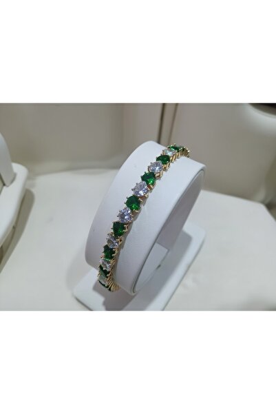 Jadem Gold Paslanmaz Çelik Yeşil Taşlı kelepçe