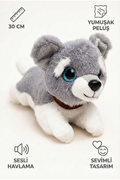 viyolmarketim Peluş Sesli Yavru Köpek 30 cm – Havlayan Yumuşak Peluş Oyuncak ...