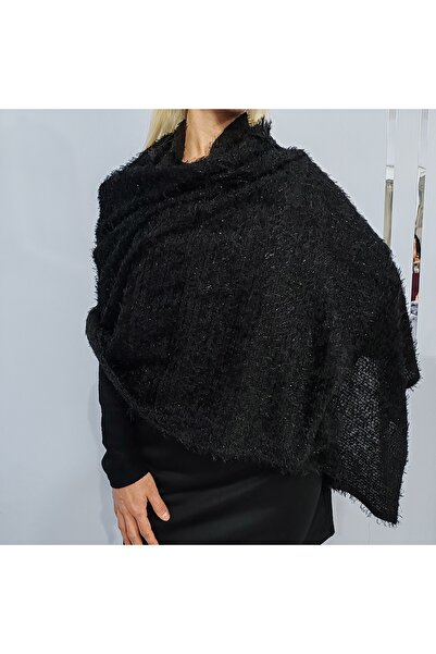 Cadde Dükkanı Premium Omuz ve Boyun Şalı Siyah Pullu 65*175