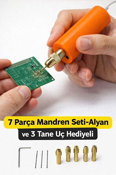 Generic USB Mini Drill Matkap Seti – 7 Parça Mandren Seti + 3 Adet Mikro Matk...