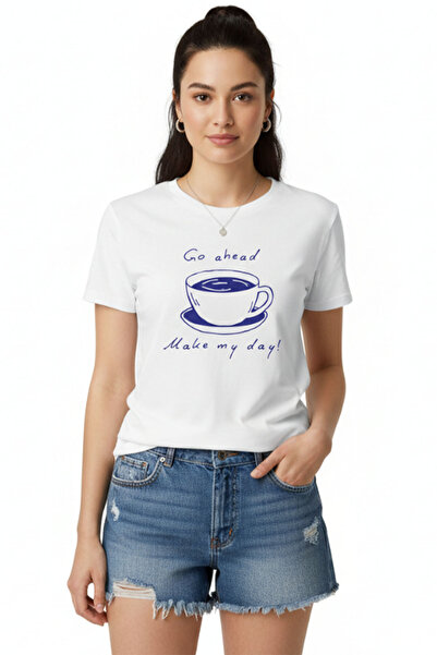 Kadın Regular Coffee Baskılı T-Shirt