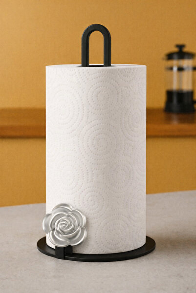 VENON حامل مناديل معدني أسود غير لامع بتصميم زهور - حامل مناديل ورقية - حامل ...