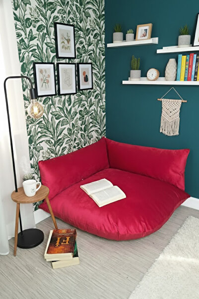 minderx Kırmızı Dekoratif Kitap Okuma ve Yer Minderi