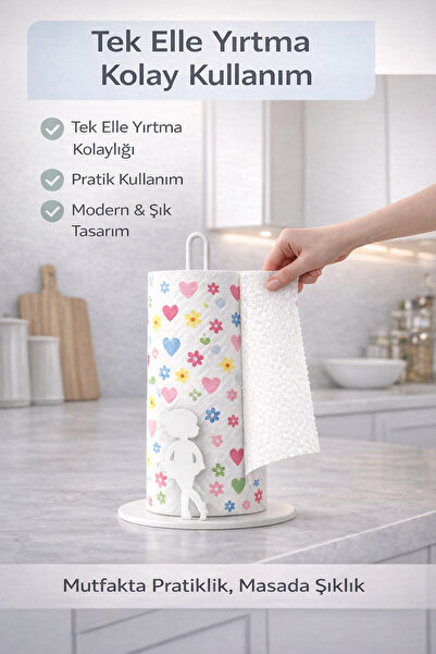VENON BEYAZ Kız Model Metal Havlu Peçetelik- Kağıt Havluluk-Masa Üzeri Peçete...