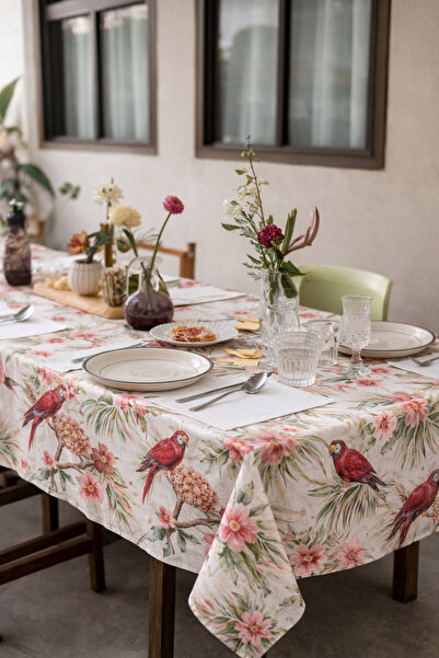 Alacastore مفرش طاولة مقاوم للبقع بنمط الببغاء بطباعة رقمية