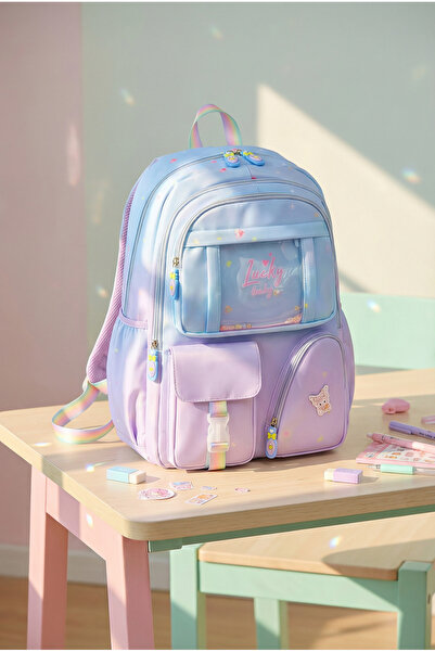 Roomys حقيبة ظهر مدرسية للفتيات من القماش المستورد مع ملحقات Lumy