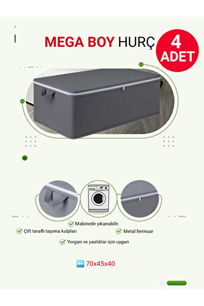 Saklı Çekmece 4 Adet Yorgan Hurcu Antrasit