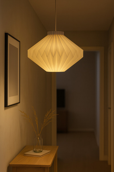 Limon 3D Desing Modern Beyaz Origami Desenli Sarkıt Avize E27 Duy | Salon Mut...