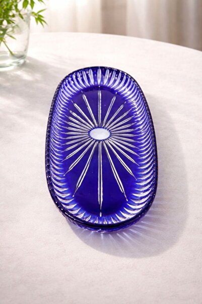 Kristal Market Handcrafted Cut Crystal 50 cm Large Boat Shape Display Stand V...