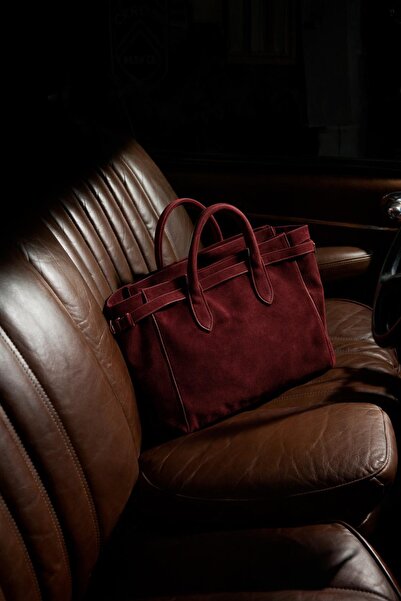 5in1Canpolat Burgundy London Suede Leather Bag 7976
