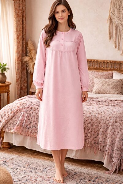 AYSUN TEKSTİL Cămașă de noapte largă din bumbac, de calitate, cu mâneci de cu...