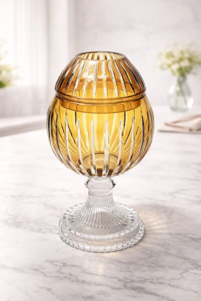 Kristal Market Handcrafted Cut Crystal Vertical Pattern Large Pedestal Napkin...