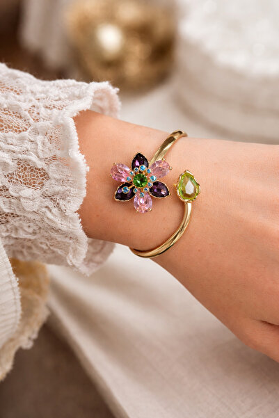 HOUSEKİ مشبك قابل للتعديل على شكل زهرة باللون الوردي والأرجواني