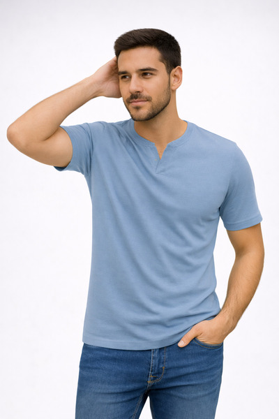 LACİVERTMEN 2124 Tricou Henley basic Tricou casual