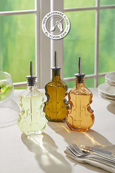 Glamis Selen Concept Keman Model El Yapımı Cam Yağdanlık 3'lü Set