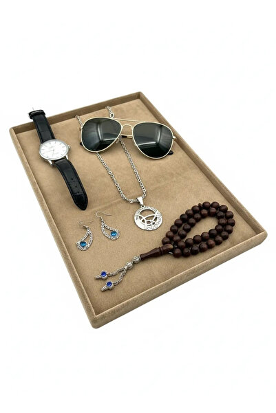 MeGass Dekor الإنتاج المحلي من جلد الغزال لون القهوة الحليبي 34/24 سم طاولة ت...