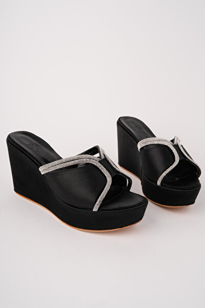 bulutmod BA04266 Kadın Siyah Saten Taşlı Abiye Gelinlik Günlük Dolgu 9cm Topu...