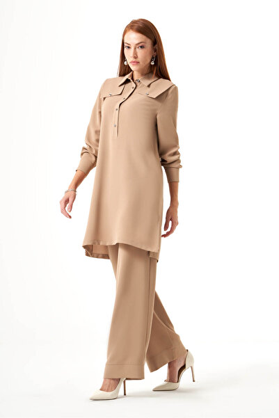 Mizalle Omuz Parçalı Vizon Tunik