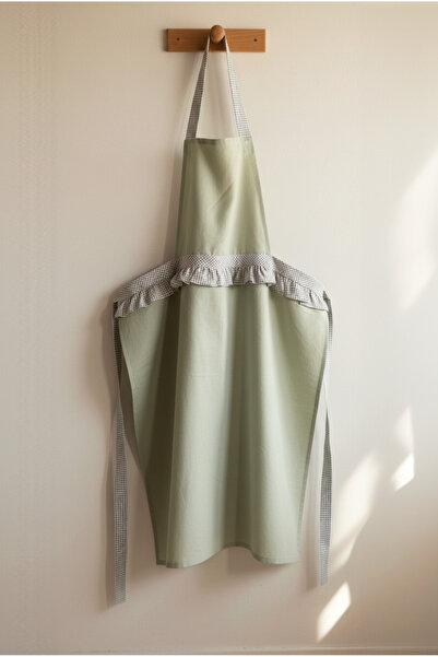 FH finehome مريلة مطبخ هندية مكشكشة مقاس 68x76 سم كاكي