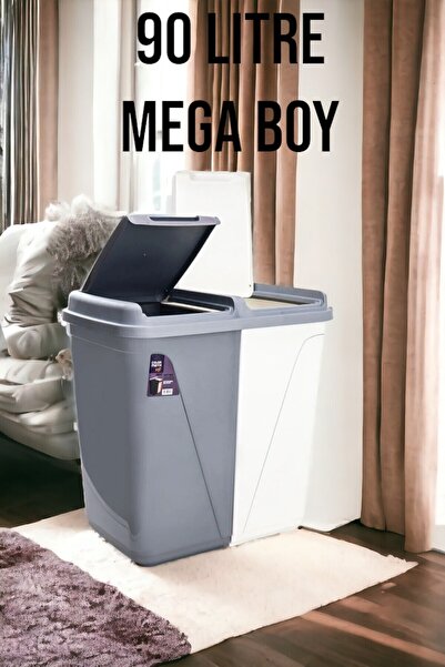 Citim Mega Duo İki Bölmeli Kirli Çamaşır Sepeti - Banyo Çamaşır Sepeti Renkliler & Beyazlar 90 Lt