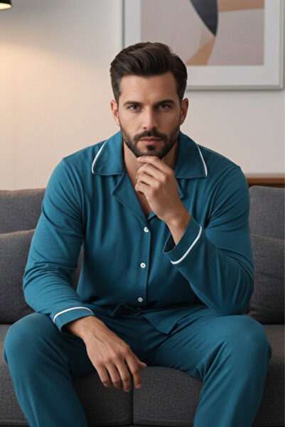 ELİTOL Férfi hosszú ujjú gombos pizsamaruha