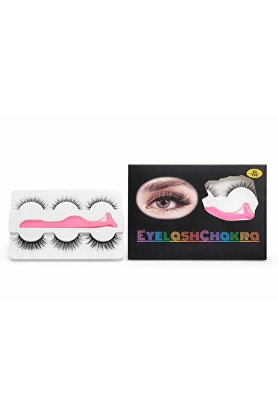 eyelash Doğal Ipek Takma Kirpik 3 Çift Kirpik Takma Aparatı 3d-48