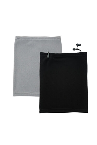 QUOS قبعة صوفية مضادة للرياح مع ياقة للرقبة، عبوة من قطعتين باللون الرمادي وا...