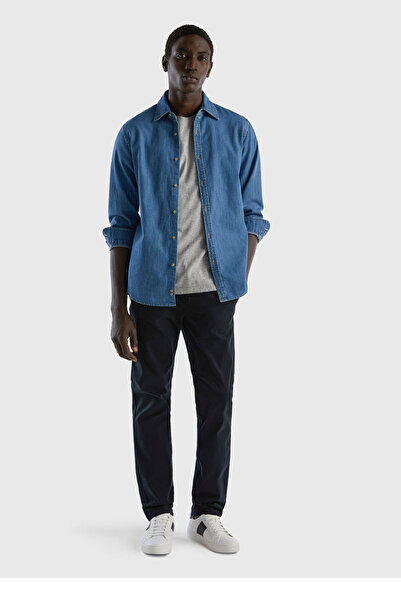 United Colors of Benetton Chino negru slim fit pentru bărbați