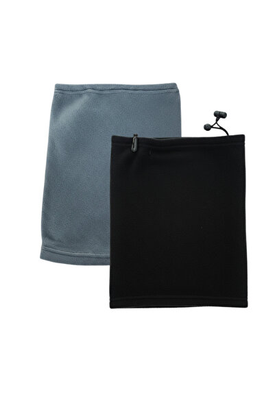 QUOS قبعة بولار بياقة للرقبة مضادة للرياح، عبوة من قطعتين، لون أسود أنثراسيت