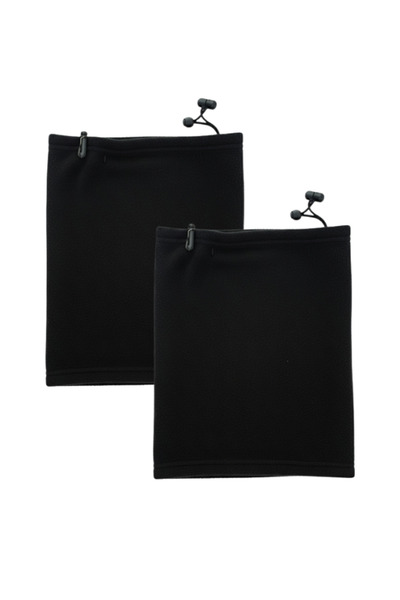 QUOS Anti-Wind Fleece Neck Collar Beanie 2-Pack Black