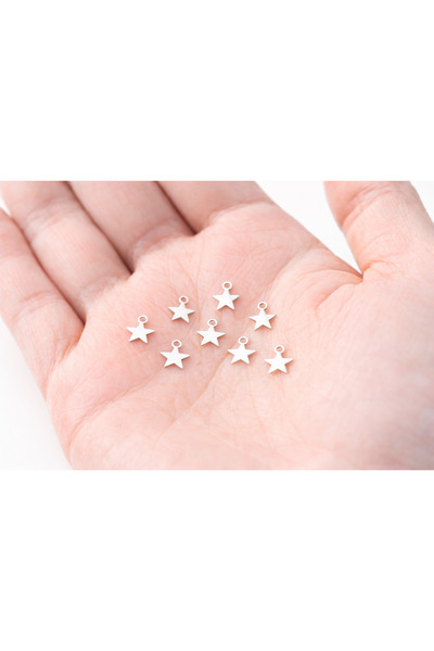 Flower 50 Adet - 8x10 Mm Kolye Ucu Yıldız, Charm Yıldız, Küpe Ucu Yıldız, Hal...